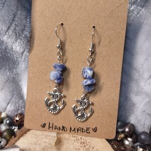Lapis Lazuli Anchor Charm Nodical Artisan Earrings